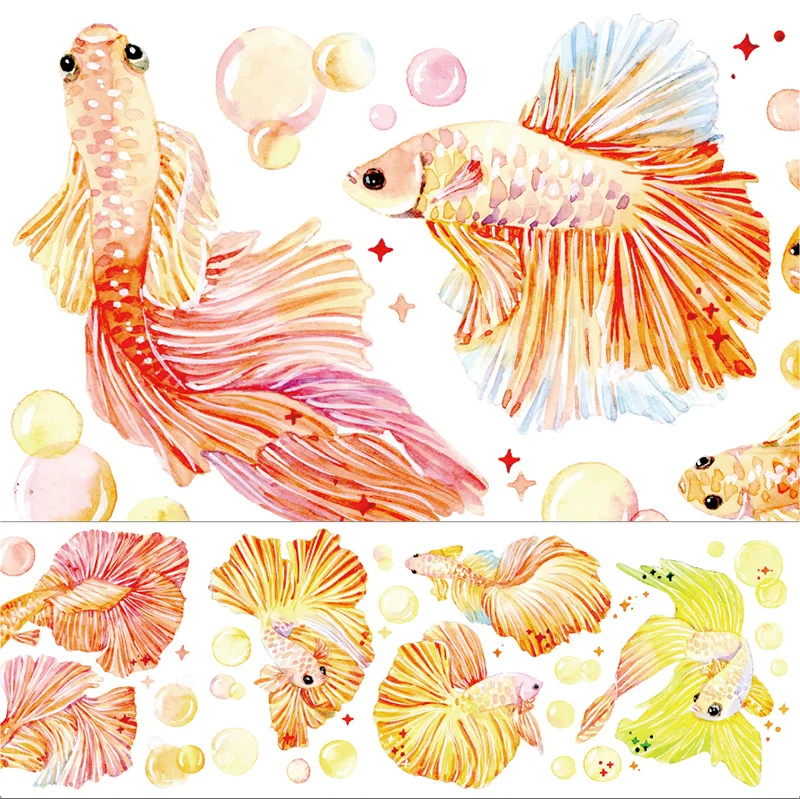 

New PET Tape Fish Scenery Journal Lovely Decoration PET Tape Washi Sticker Special Oil