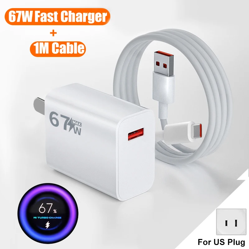 ตัวเลือกสินค้า Original 67W Fast CHARGING EU US อะแดปเตอร์ USB ประเภท C สําหรับ Xiaomi Redmi POCO ONEPLUS OPPO VIVO SAMSUNG ชาร์จโทรศัพท์