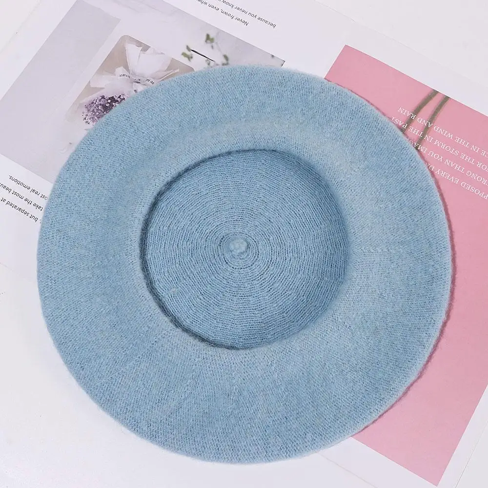 Wolle Baskenmütze Hüte Frauen Winter Französisch Hut Mädchen Einfarbig Mode Herbst Winter Baskenmütze Hut Für Frauen Flache Kappe Hut Filz Berets – Detail 15