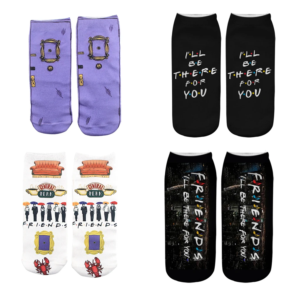 Women socks Anime socks Friends Tv Show Socks Cosplay cartoon unisex Casual Non Slip Breathable Comfortable Short Tube Couple Happy Socks Cosplay Hallow