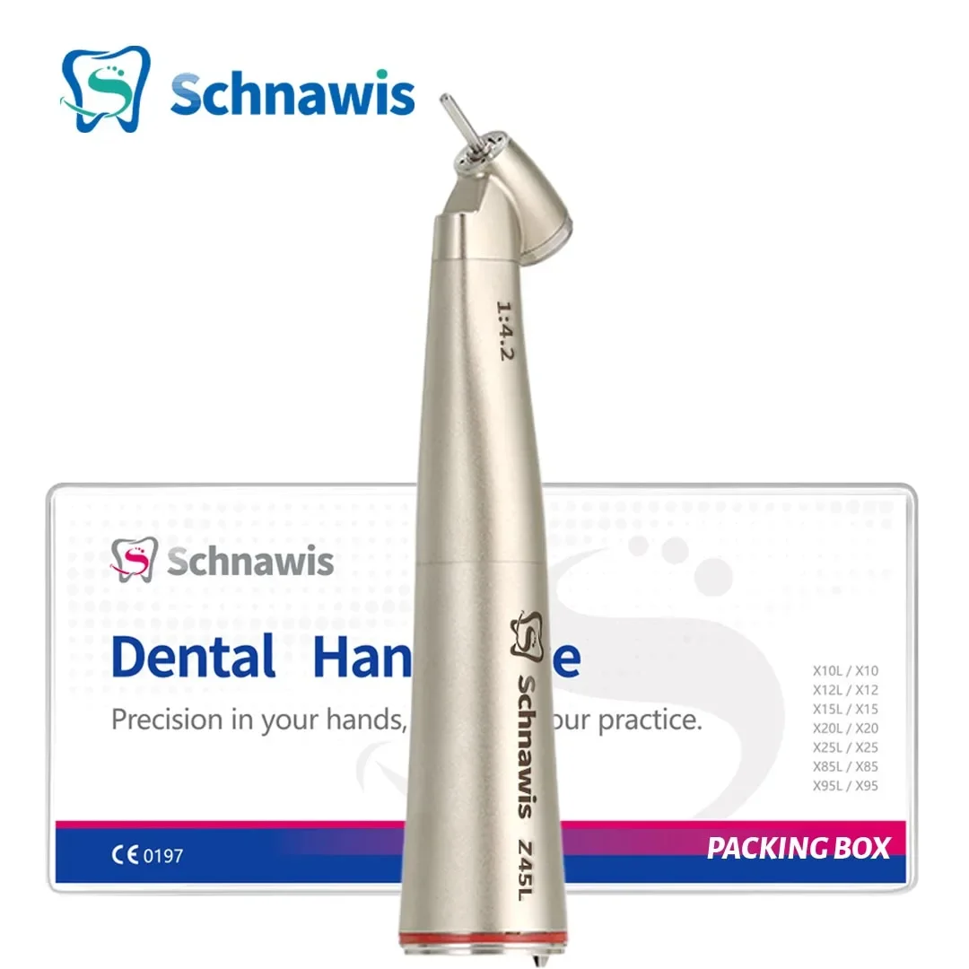 

Schnawis Z45L Dental 45 Degree Surgical Handpiece Dentistry 1:4.2 Increasing Speed Red Ring Air Turbine Contra Angle Hand Piece