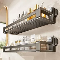 ตะกร้าเก็บของในห้องน้ำแบบติดผนัง ไม่ต้องเจาะผนัง ใช้สำหรับเก็บเจลอาบน้ำ ของใช้ในห้องน้ำ แบบใช้ตัวยึดสุญญากาศ 1