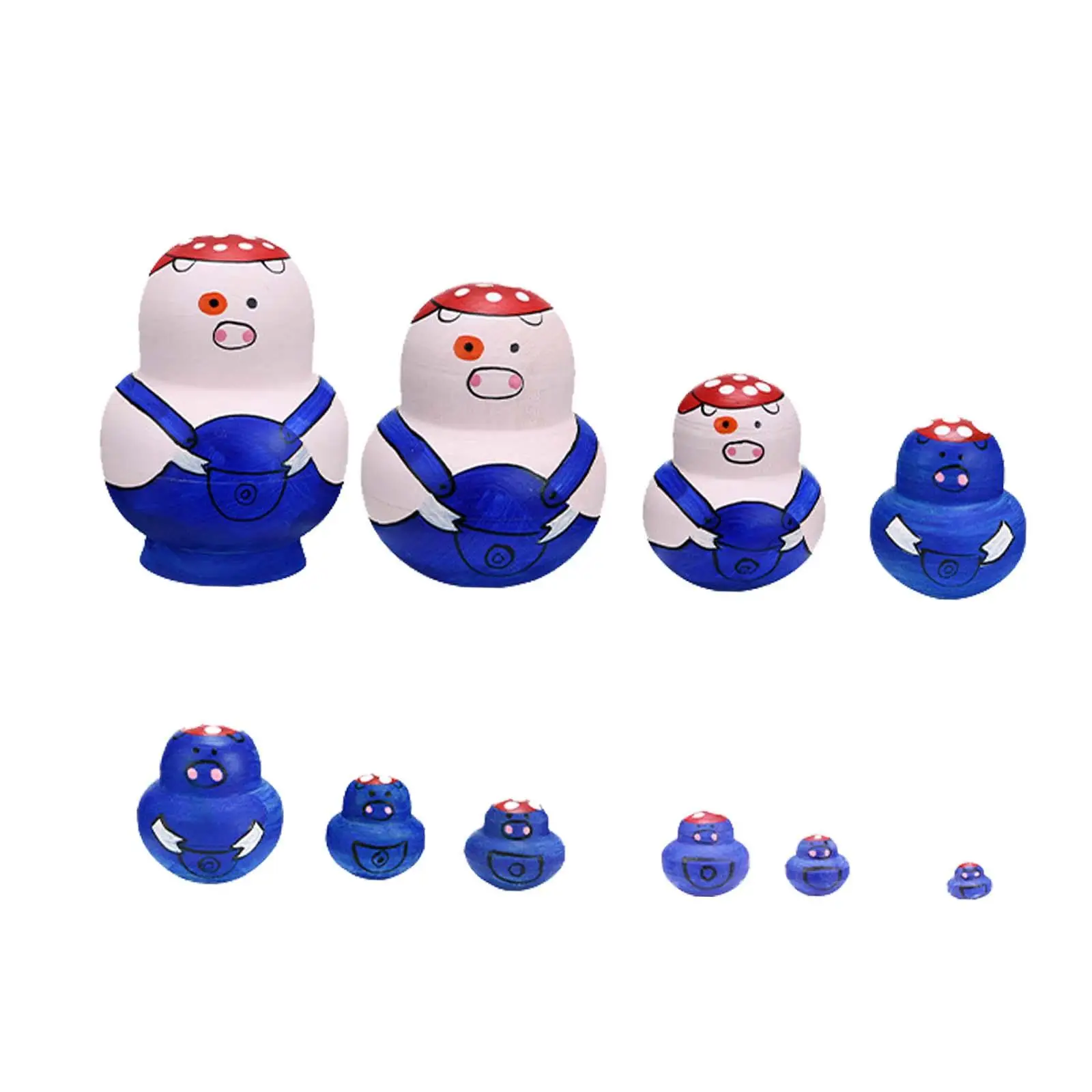 

10 Pieces Wooden Matryoshka Dolls Collectible Dolls for Office Shelf Table