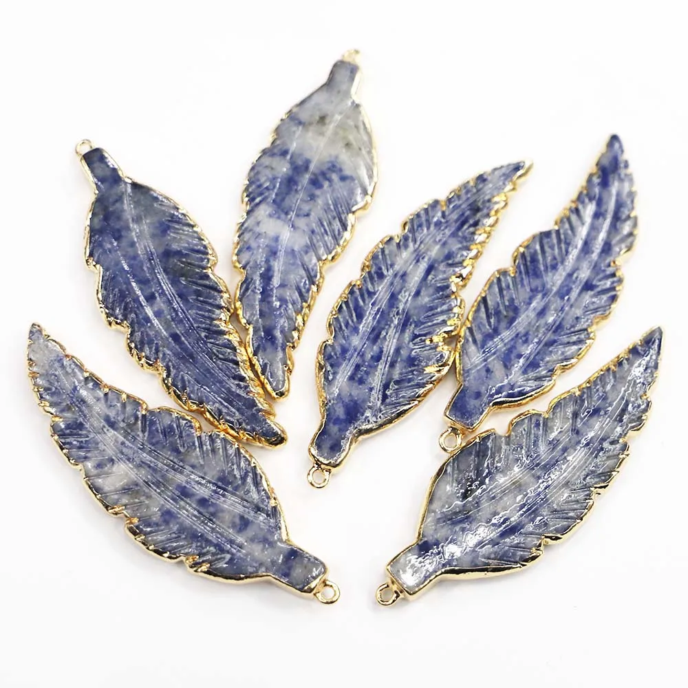 

Ожерелье с подвеской в виде листьев и перьев из натурального камня, ожерелье с минеральным исцелением рейки, модные подвески «сделай сам», аксессуары для ювелирных изделий, оптовая продажа, 4 шт.