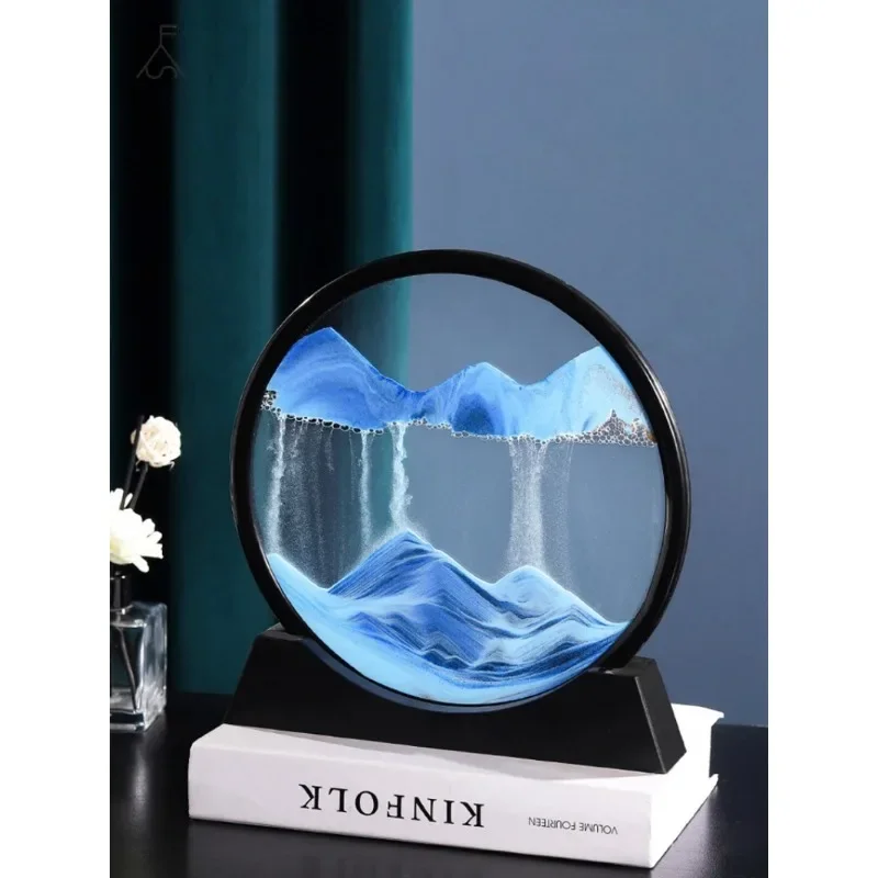 3D движущийся песок художественное изображение Круглое стекло глубокоморские Песочные часы ремесло плавучий песок картина для офиса домашний Декор подарок