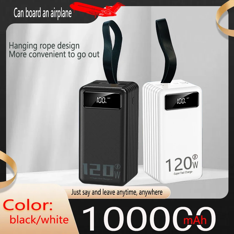 

Mobile Power Supply 100Ah Large Capacity 120W Ultra Fast Charging Intelligent Digital Display Screen with LED