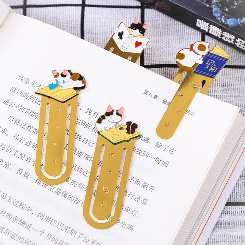 Cartoon Cat Metal Bookmarks Book Clips Kawaii Book Page Holder Korean Stationery Reading Tools School Office Supplies metal bookmark animal bookmark bookmark page holder bookmark holder bookmarks stationery supplies