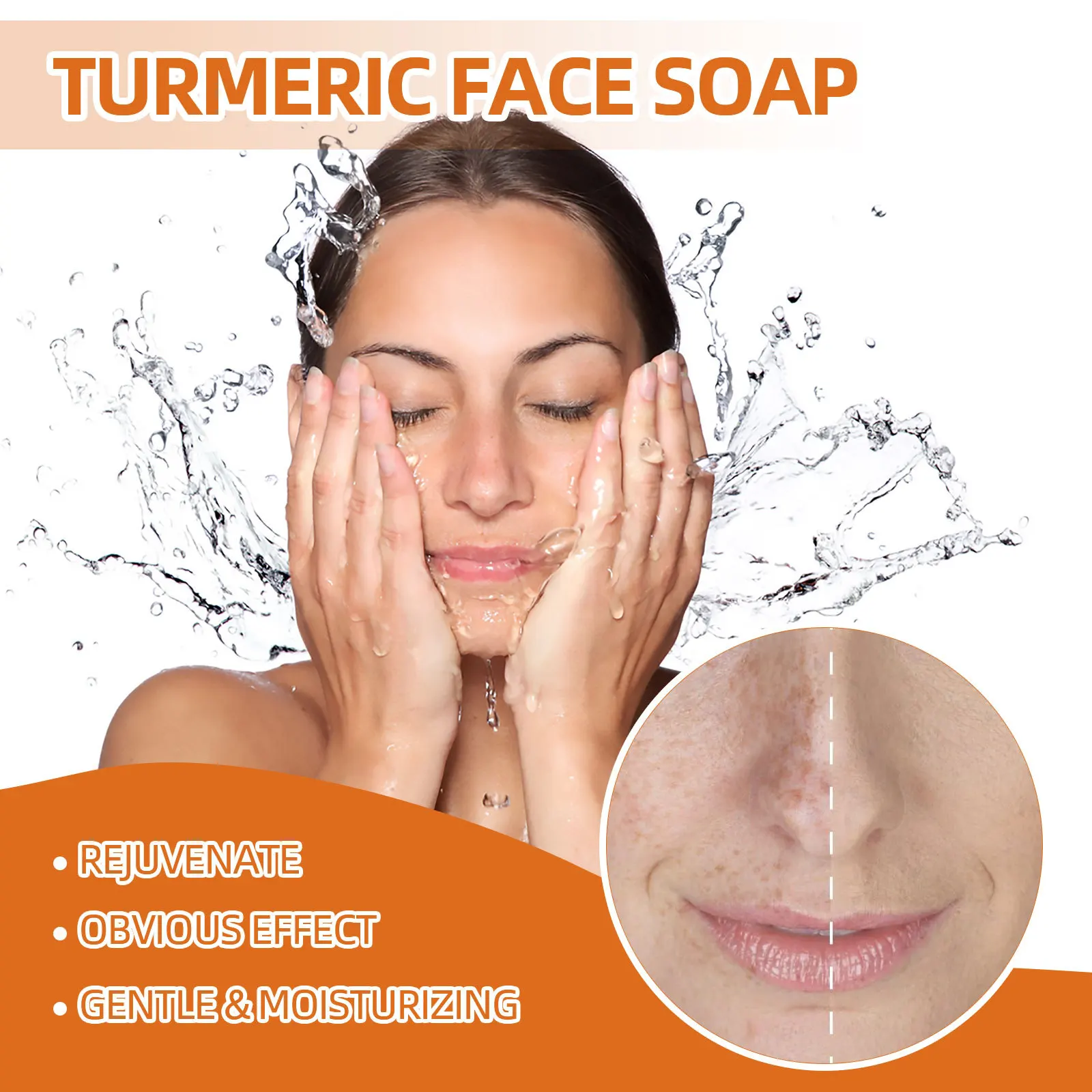 Turmeric Soap Facial Cleanser Turmeric Cleansing Soap Facial Repair Gentle Cleansing Moisturizing Moisture Non-Sticky Clear Products