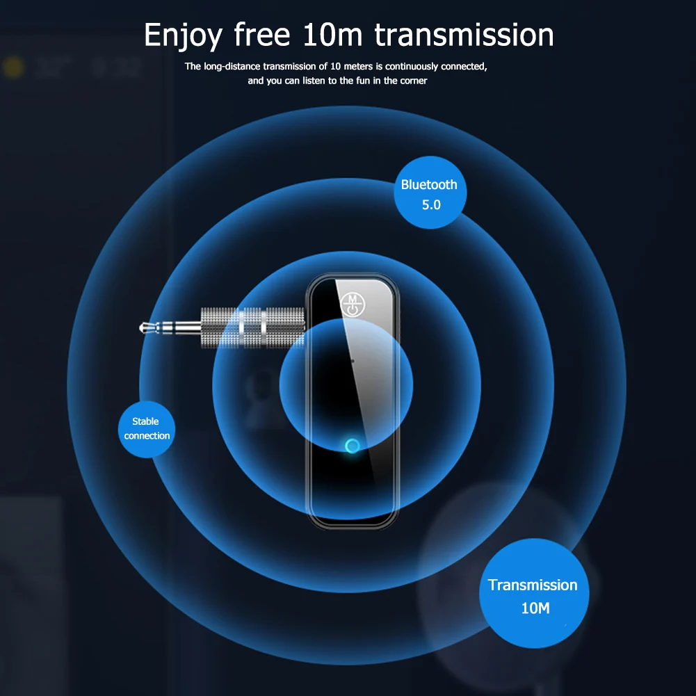 Bluetooth-Compatible 5.0 Transmitter Receiver 2 in 1 Wireless Receiver Wireless Adapter for Handsfree Call for Car Audio Music