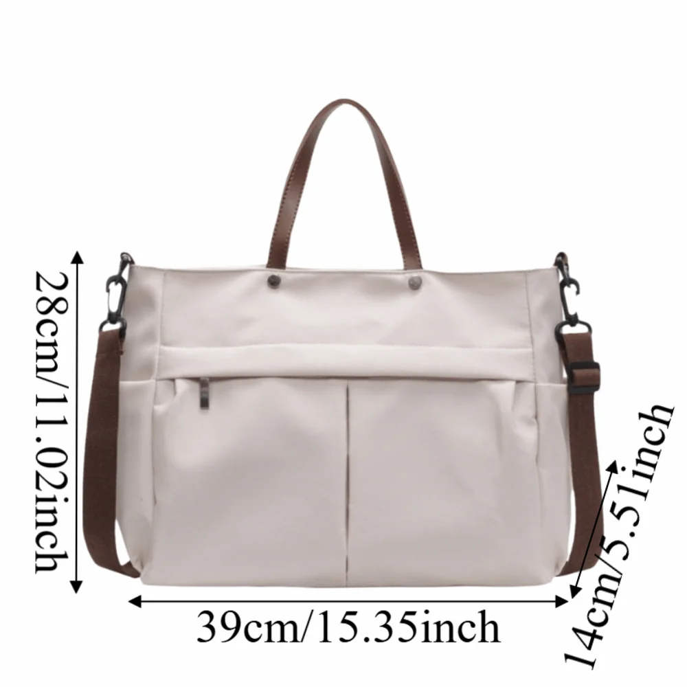 Borsa a Tracolla Elegante da Donna con Due Tasche in Nylon, Borsa per Pendolari Resistente, Monocolore, Grande Capacità, per Viaggi - immagine 6