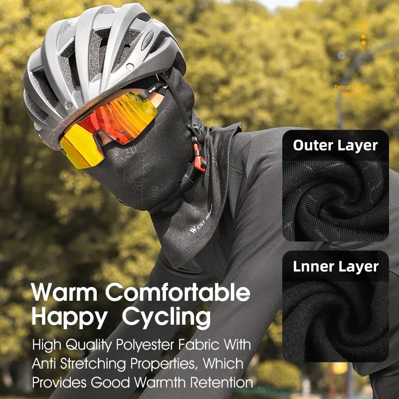 WEST BIKING Winter Fleece Balaclava Snowboard Cycling Full Face Cap For Men Windproof Warm Helmet Inner Cap Thermal Sport Gear