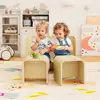 All-in-One Birch Wood Kids Table and Chair Set with Storage for Reading, Arts, and Snacks (Natural)