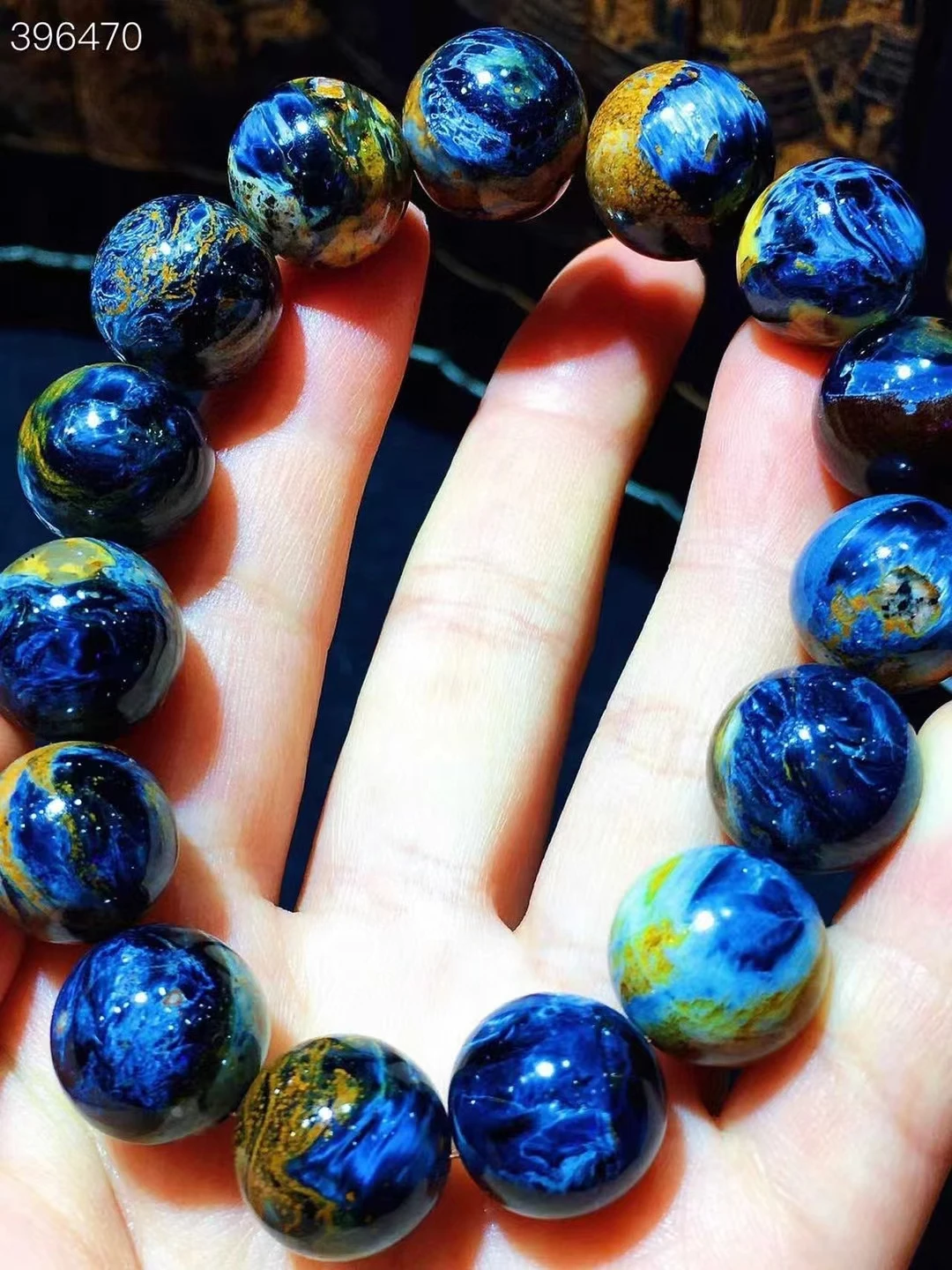 

Natural Blue Pietersite Round Beads Bracelet Stretch Jewelry 14.5mm Yellow Pietersite Healing Stone From Namibia AAAAAA