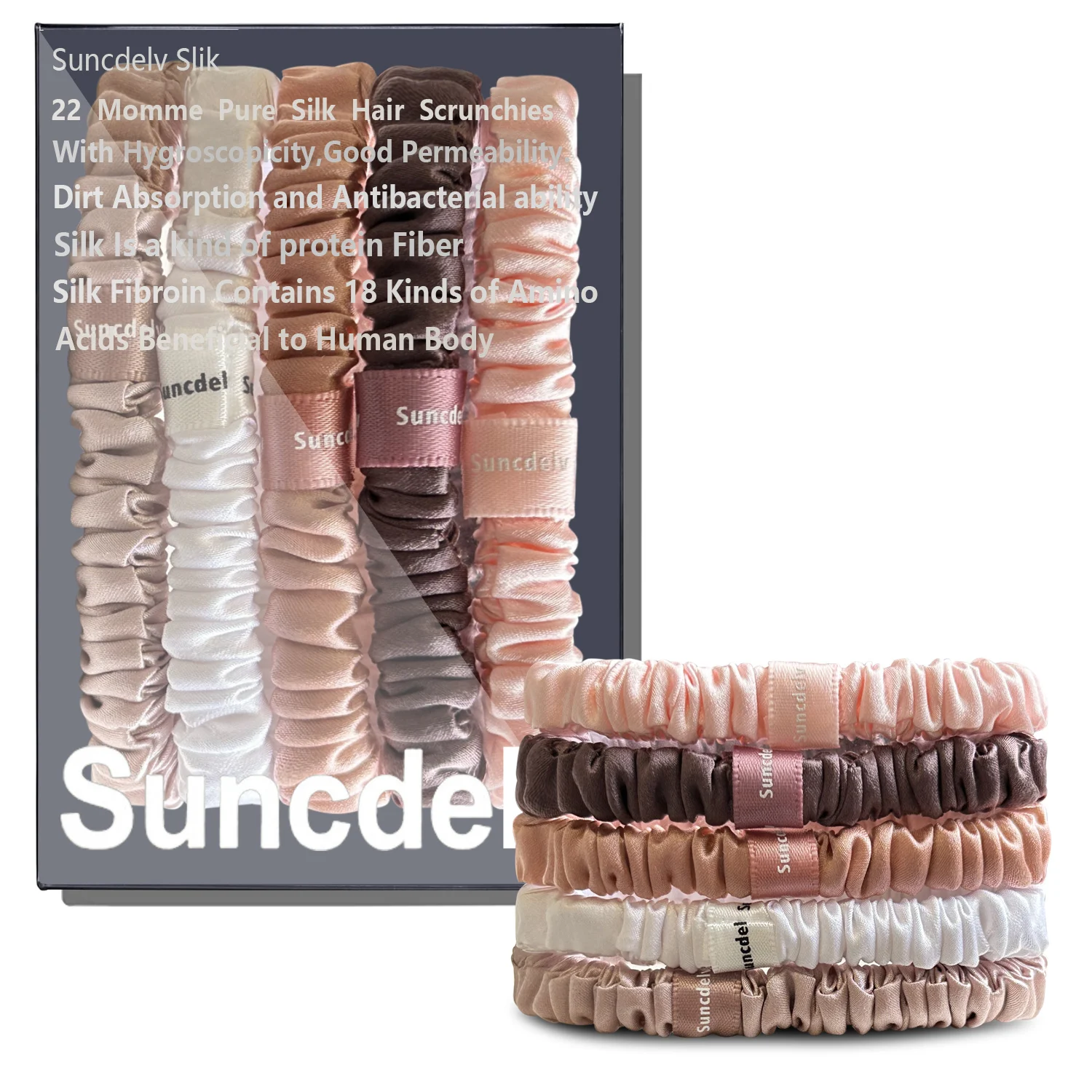 5pcs 100% reine Maul beers eide Haar Scrunchie handgemachte Haar bänder Frauen Mädchen Haarschmuck reine Farbe natürliche Haar gummis Box – Detail 9