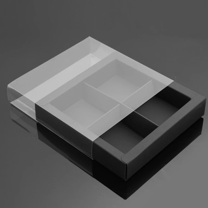 10PCS Chocolate Macarons and Mooncake Boxes with 4/9 Grid Inserts, PVC Transparent Wind... - SKU TWGP1111 - UGI Packaging