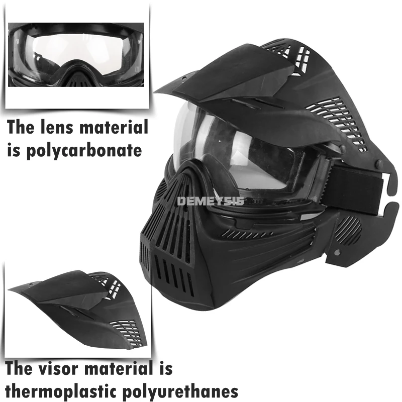Tactical Combat Shooting Mask PC Lens Full Face Military Airsoft Protection Mask Breathable Hunting Paintball Face Masks