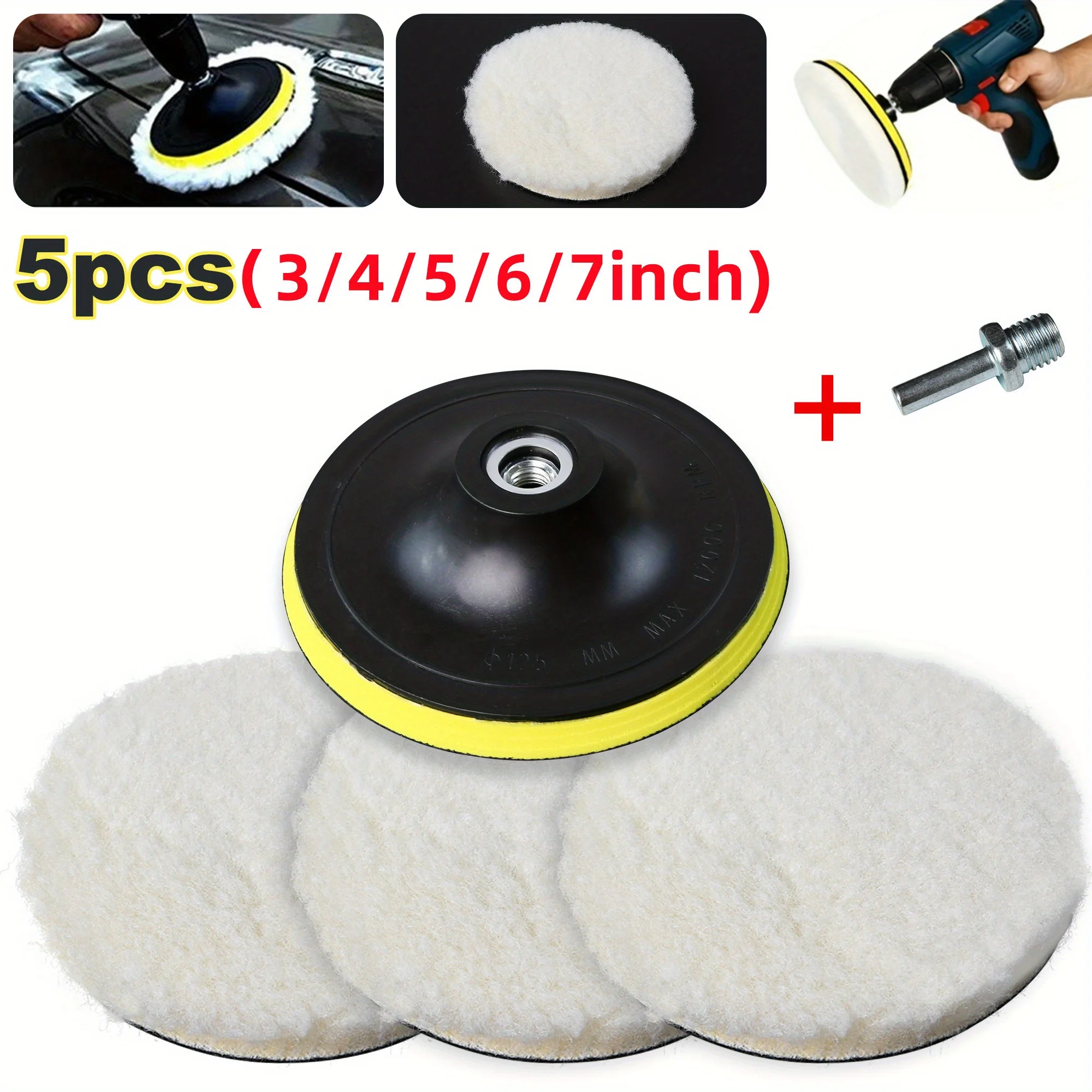 Car Polishing Pad car polishing pad 5PCS 7/6/5/4/3inch Car Polishing Waxing Wheel Pad Car Polisher Kit for Auto M10/M14 Drill Connector Paint Care