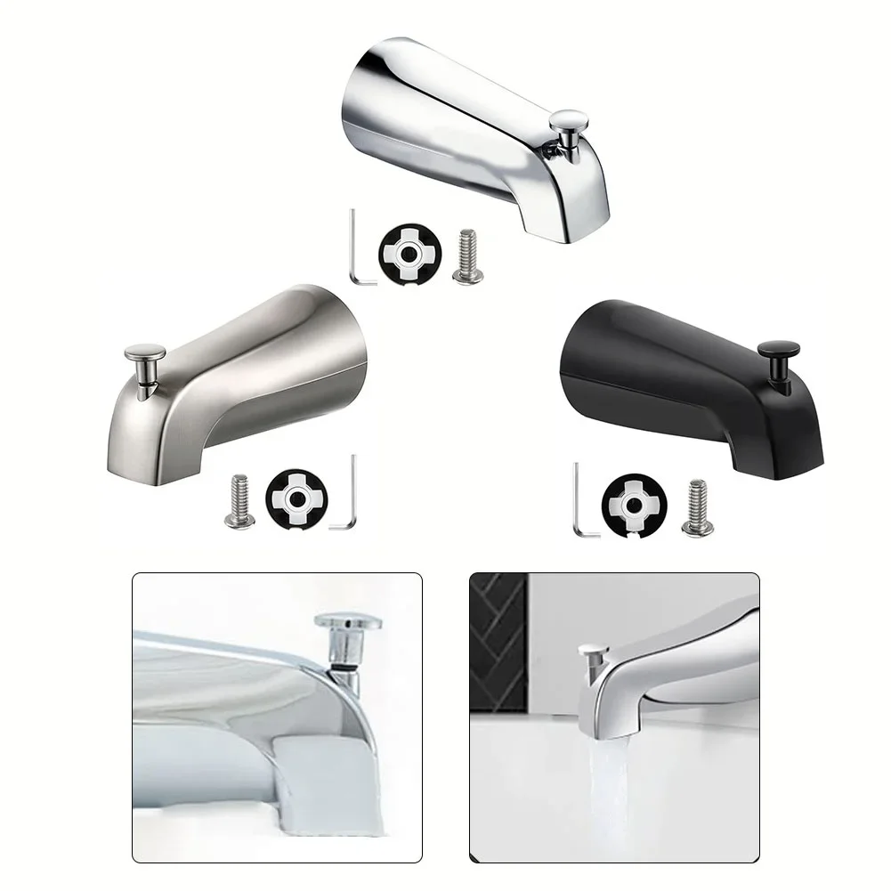 Sliding Bath Spout Bathtub Faucet With Diverter Solid Construction Brushed Nickel Finish Easy Operation Complete Accessories 5