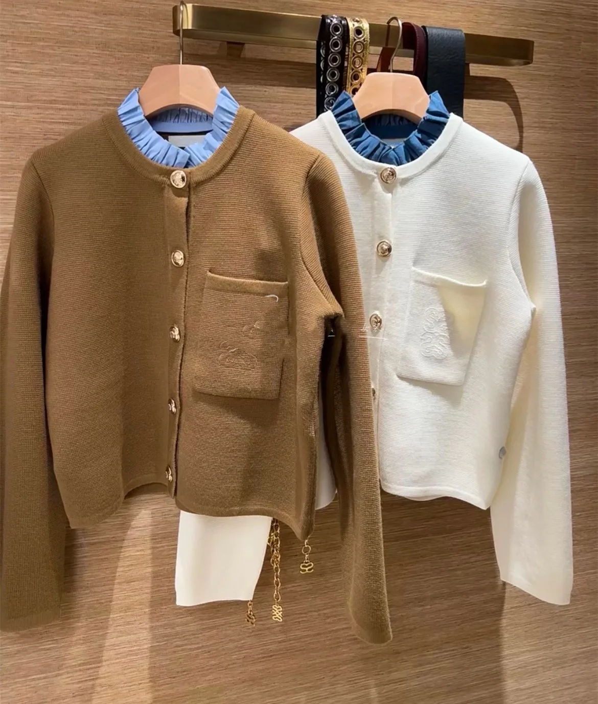 High-End Version European Sle Women's ort Knitted Cardigan Earlet Collar Unbuttoned Open-irt Detachable Faion Outerwear