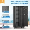 Garage Storage Cabinet, Metal Storage Cabinet with Lockable Doors and 4 Adjustable Shelves, Tool Cabinet with Wheels 3