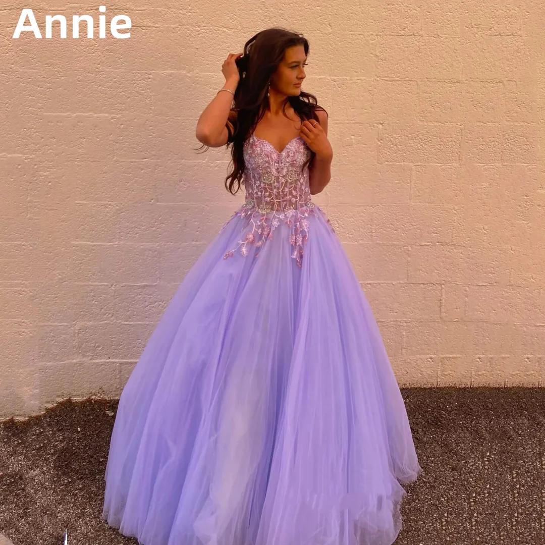 

Annie Lace Embroidery Tulle Graduate Prom Dresses Sweetheart Purple Formal Occasion Dress Party Dresses 2024Wedding Dress