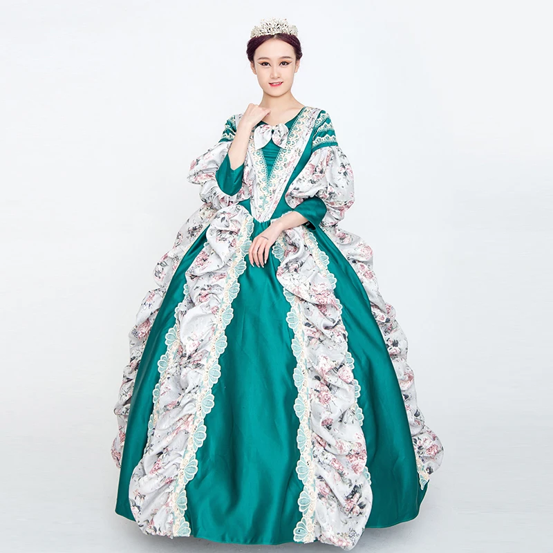

Green Ball Gown Medieval Marie Court Evening Dresses Historical Renaissance Prom Party Gowns Masquerade