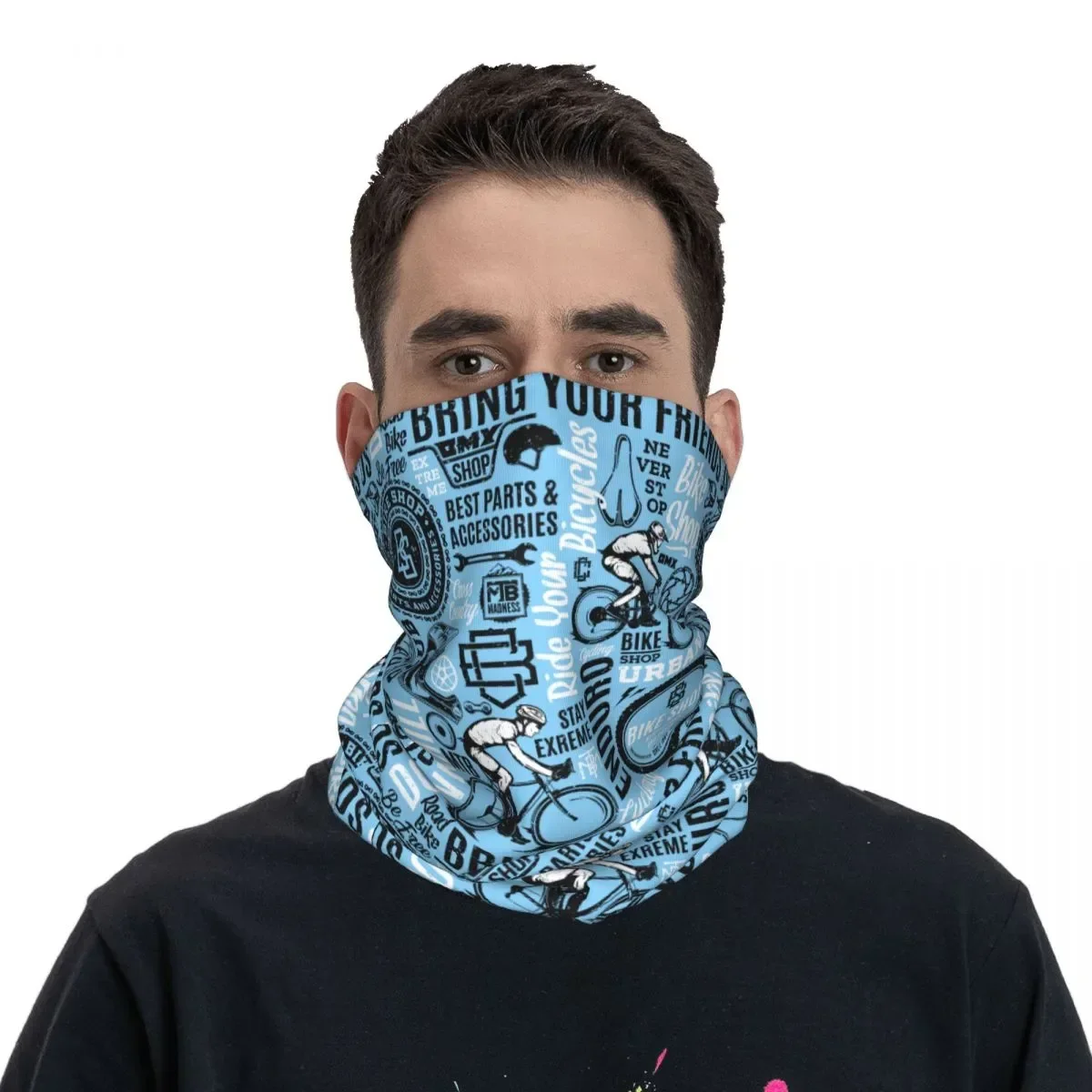 

Retro Styled Bicycle Bike Mountain Bandana Neck Gaiter Printed Bmx Road Biking Wrap Scarf Warm Face Mask Outdoor Sports Cycling