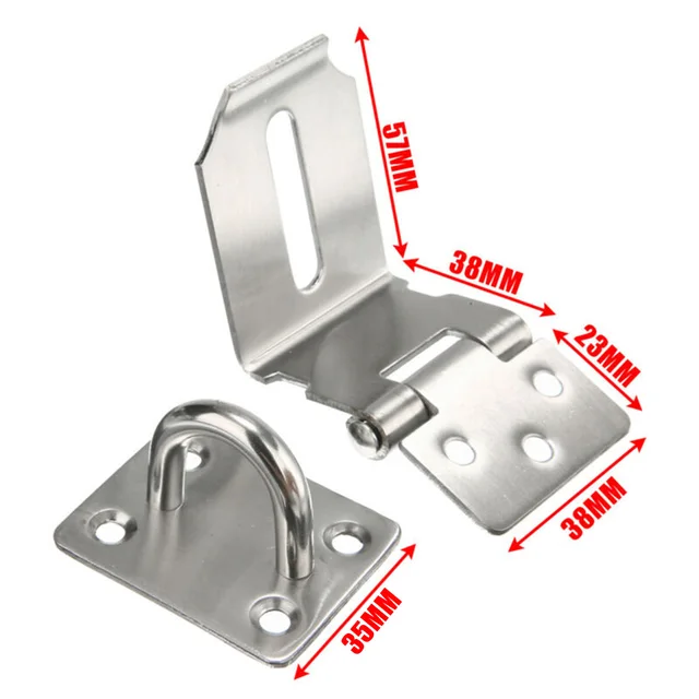 1 Set Stainless Steel Padlock Clasp Gate Hasp Staple Door 90 Degrees Latches Lock Shed Latch Household Burglar-proof Hardware 5