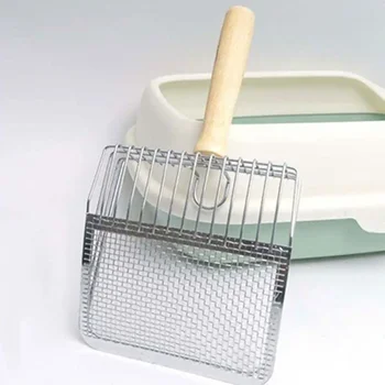 @Dog Cat Clean Feces Supplies Stainless steel shovel Cat Litter Scoop Reduces Dust Metal Long Handle Scoop Pet Cleanning Tools ﻿