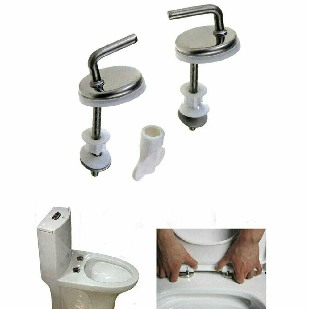 2Pcs Toilet Cover Hinges Toilet Seat Fix Fitting Stainless Steel Back To Wall Replacement Hinges Home Bathroom Seats toilet hinge replacement