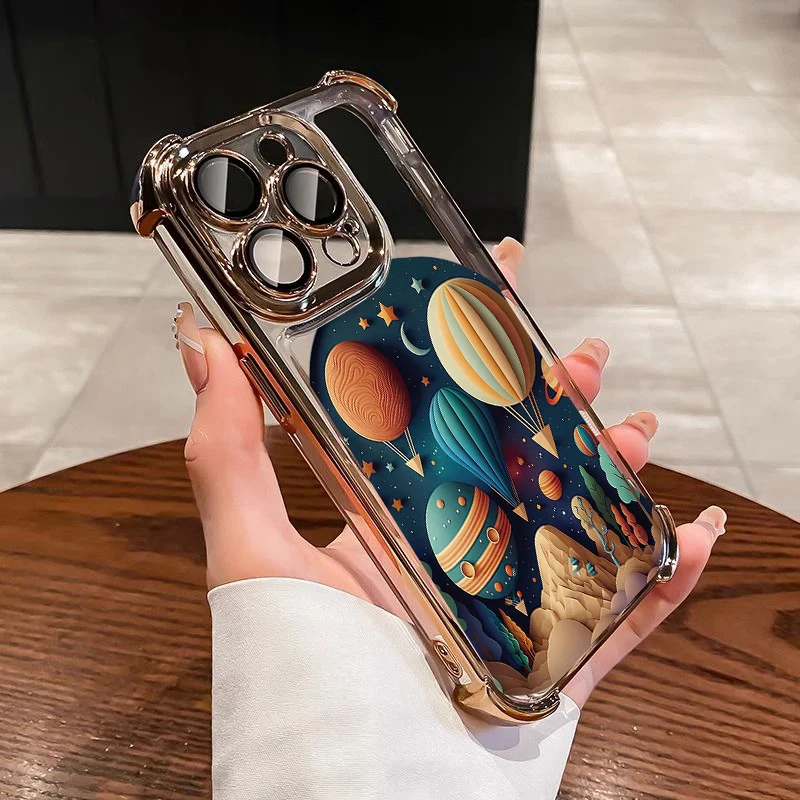 Elegant Landscape Design Shockproof Phone Case - Luxury Plating Clear Finish