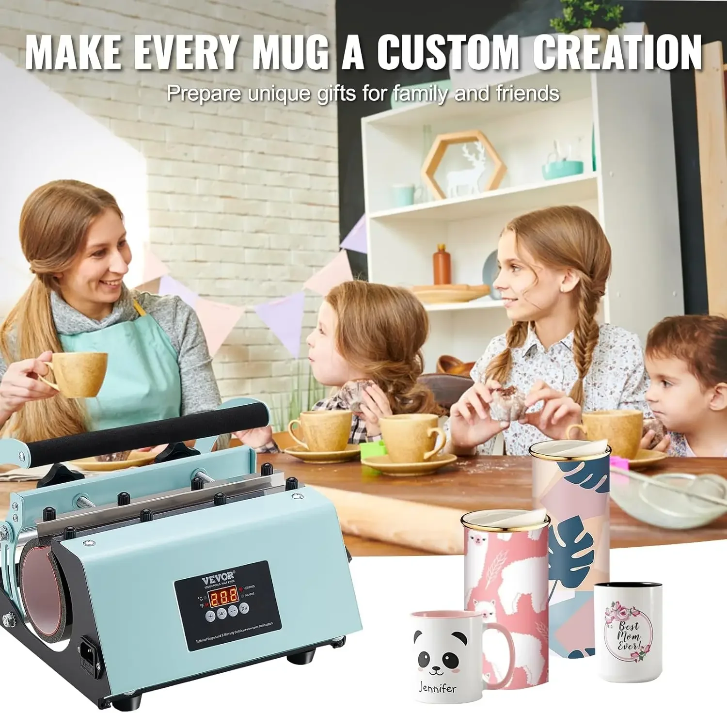 Tumbler Heat Press Machine, 11-30oz Mug Press, Heat Up Fast and Even, Tumbler Press with Sublimation Paper, Tape and Gloves 6