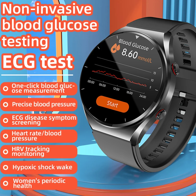 

Noninvasive Blood Sugar Smart Watch Men ECG+PPG+HRV Precise Body Temperature Heart Rate Health Monitor Smartwatch Women 2023 New