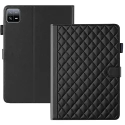 Elegant Fashion Plaid PU Leather Stand Cover Case for Mi Pad 6 11inch (Black)