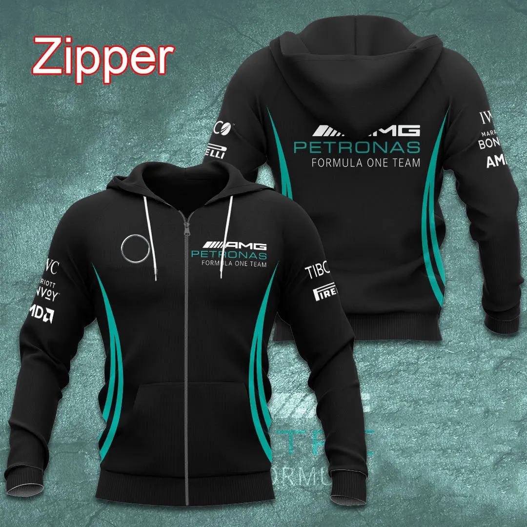 2023 New AutumnWinter F1 Racing Hoodie 3D Printed Street Men's and Women's Zip Hoodie Pullover Harajuku Top