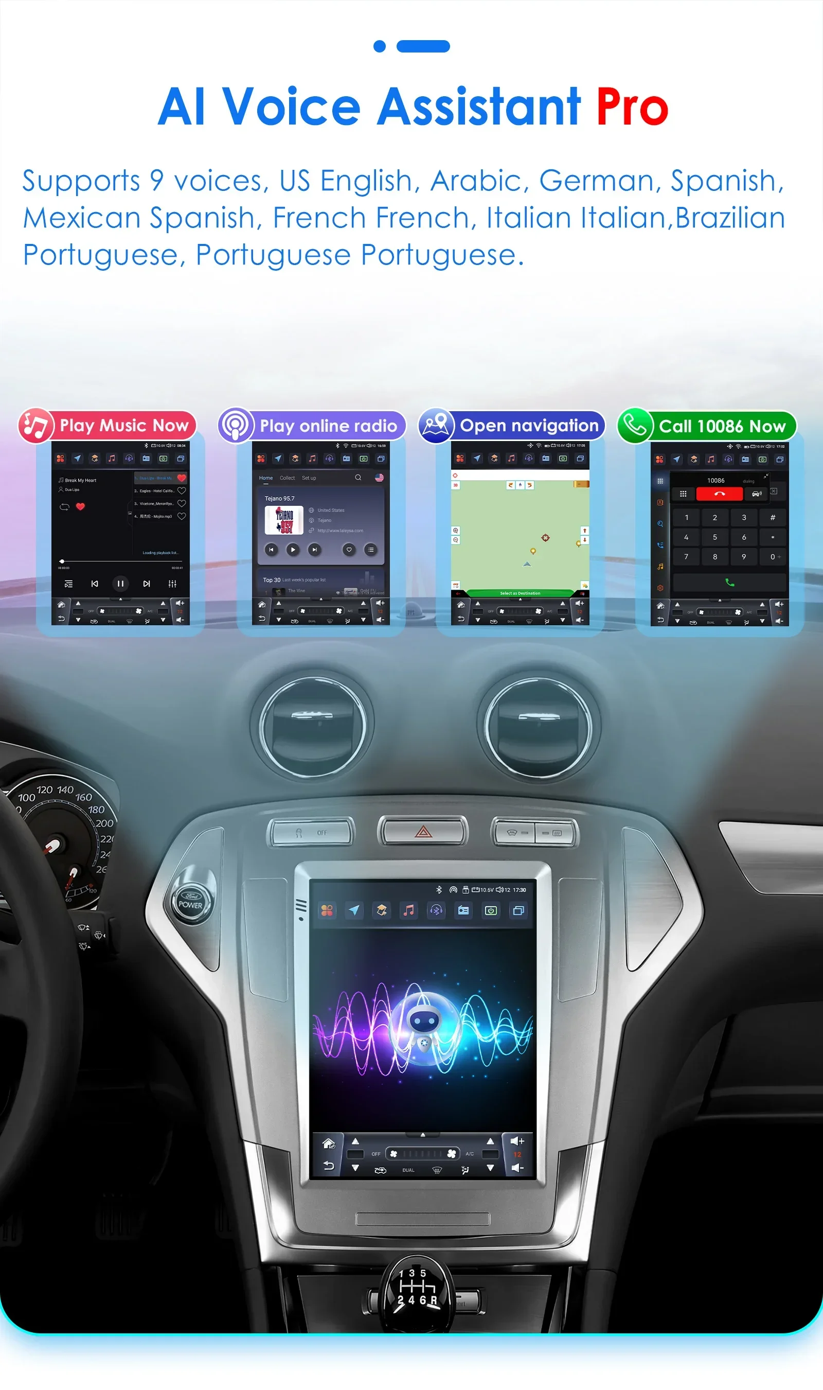 Hizpo 2Din Android 14 Auto-Multimedia-Player Für Ford Mondeo 4 2006-2010 GPS Carplay 4G AI Intelligente Bildschirm Autoradio 360 Kamera – Detail 21