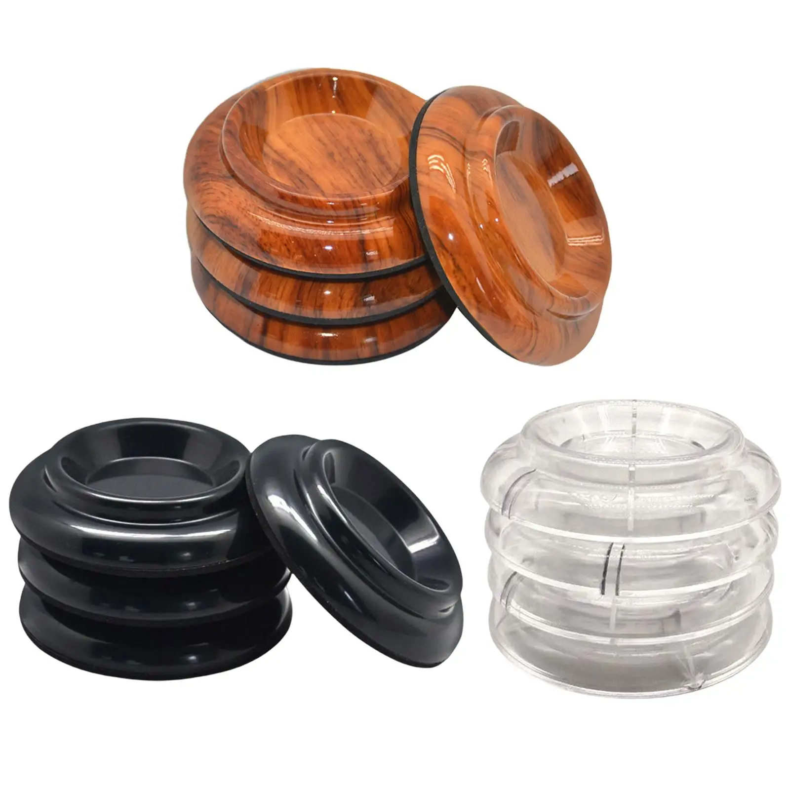 4-Piece Piano Caster Cup Set - Rose Wood Anti-Skid Foot Pads For Grand Pianos, Protects Floors And Reduces Noise