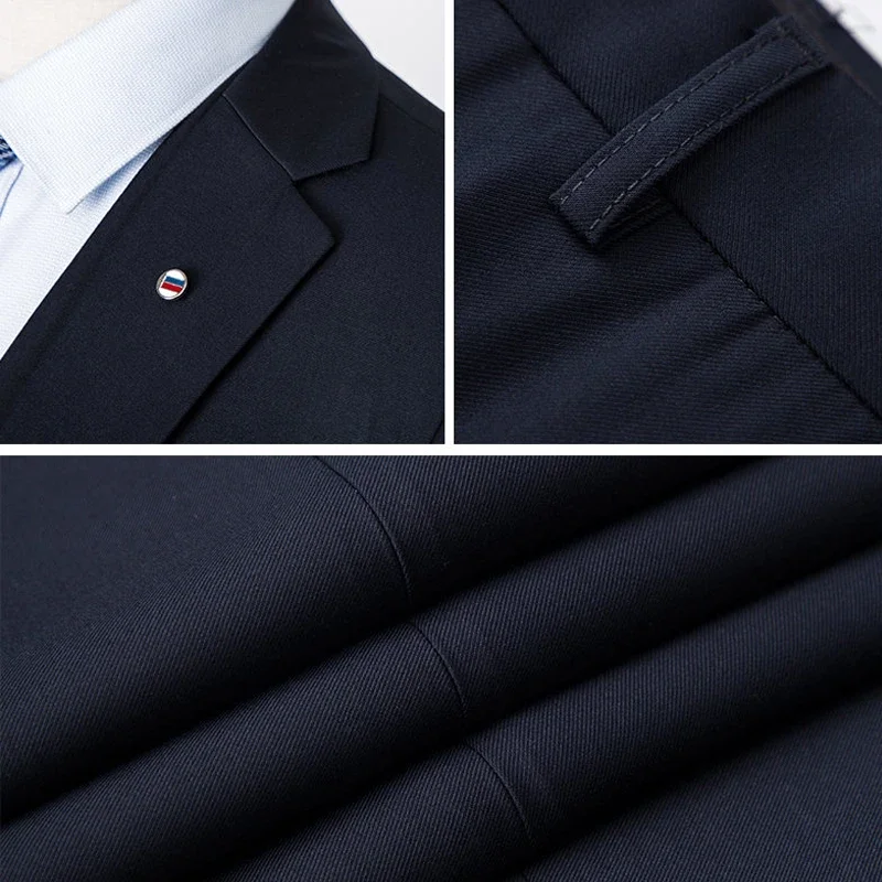 S-8XL Men's Suits (Jacket + Vest + Pants) High Quality Boutique Solid Color Casual Business Office Suit Set Three and Two Pieces 5