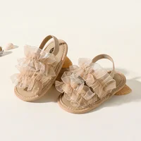 Fashion Young Children New Born Baby  Girl Princess Shoes  Lace Toddler Summer Sandal Non-Slip Shoes First Step Car 0-18M 1