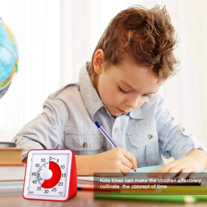 2X 60-Minute Silent Visual Timer for Kids and Adults, Red