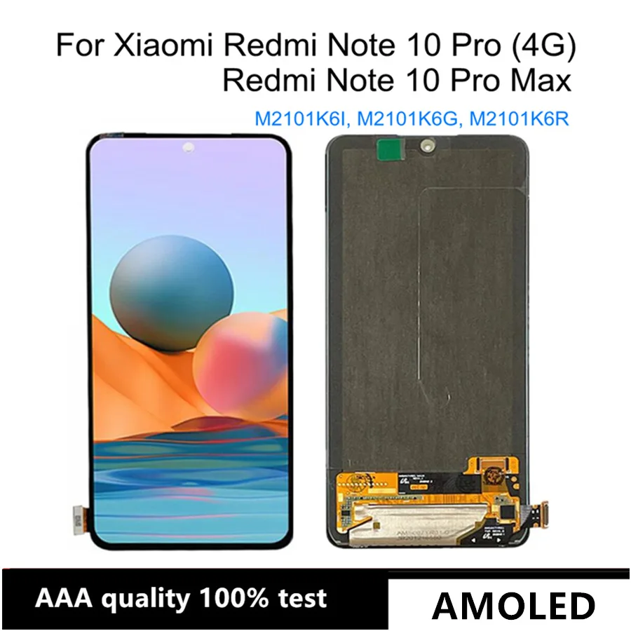 

AMOLED LCD Display Touch Screen Digitizer Replacement, 6.67 ", For Xiaomi Redmi Note 10 Pro Max, M2101K6G, M2101K6I