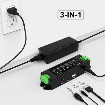 Herdio 4-Channel Bluetooth Amplifier 200W Power Output With 24V5A AC-DC Power Supply Wall Mount USB/MIC/AUX For Passive Speakers 2