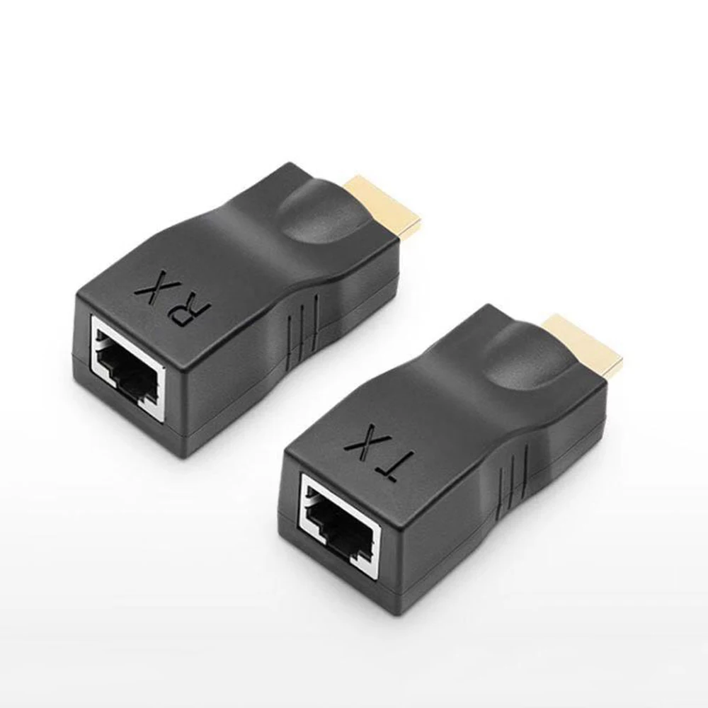 Mini Video Genişletici HDMI uyumlu RJ45 4K HDTV 1.4 ile 30M'ye kadar Cat 5E/6 Ağ LAN Ethernet Adaptörü Üzerinden RJ45'e Uzatma