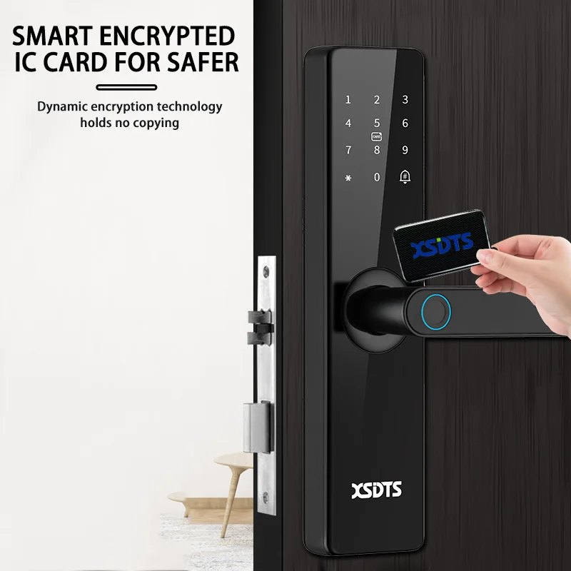 Tuya Wifi Electronic Smart Door Lock With Biometric Fingerprint / Smart Card / Password / Key Unlock/ USB Emergency Charge 4