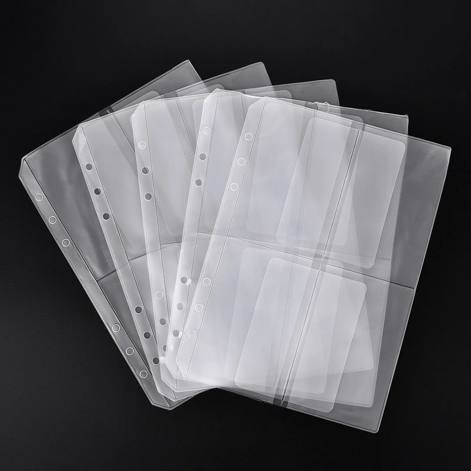 A5 Binder Pockets Zipper Transparent Folders DIY Photocard Stamp Album Storage Book Holder Document Filing Bags