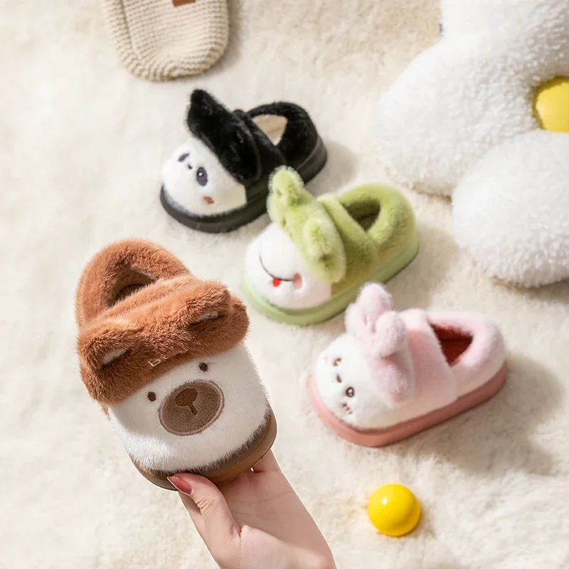 Kids Winter Cartoon House Shoes Children Home Indoor Anti-slip Winter Cotton Slippers Boys Girls Cozy Warm Outdoor Cute Footwear 3