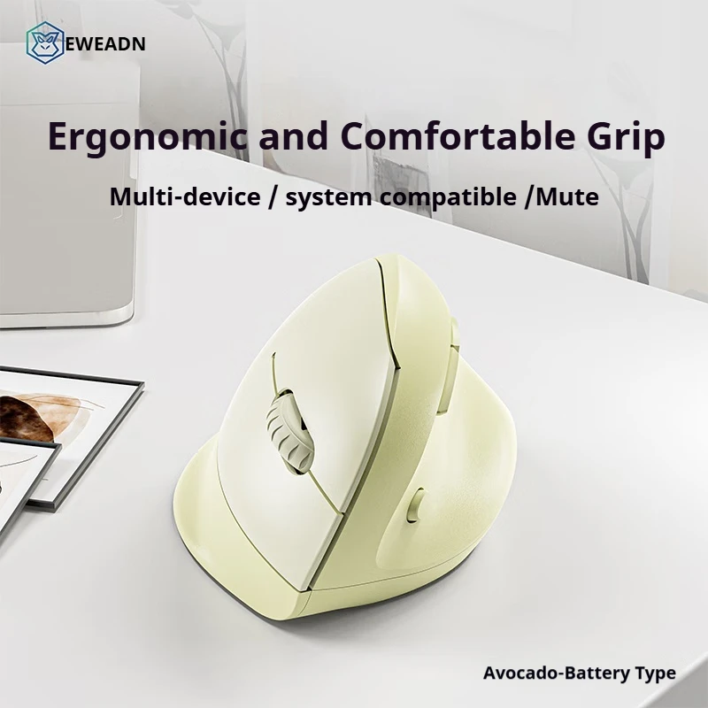 EWEADN Q7 Wireless BT + 2.4G Vertical Gaming Mouse 6 Buttons Silent Adjustable Sensitivity for Windows Laptop Office Work wireless mouse gaming mouse