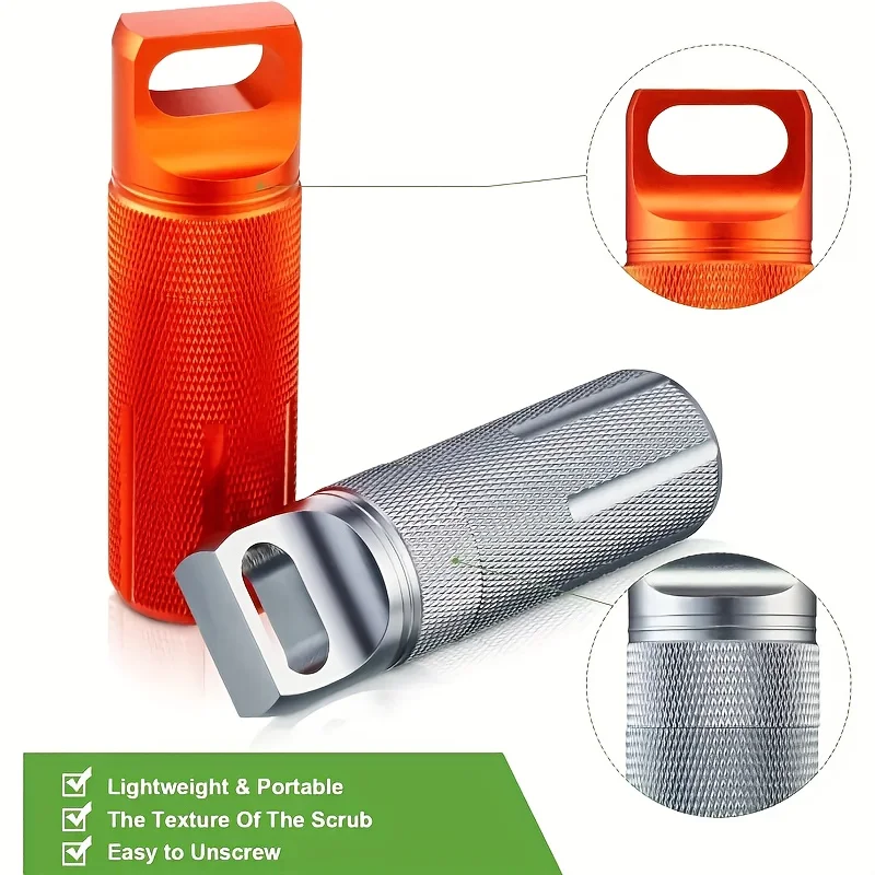 Portable Pill Case Waterproof EDC Container Capsule Airtight Aluminum Pill Bottle Keychain Pill Holder Travel Pill Storage