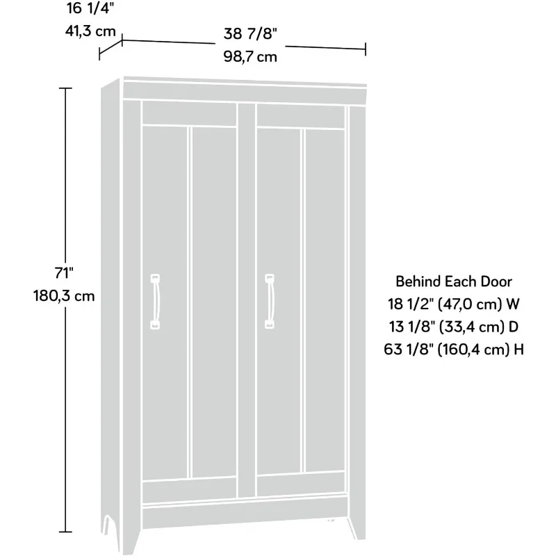 Sauder Adept Storage Pantry Cabinet, L: 38.94" x W: 16.77" x H: 70.98", Craftsman Oak finish