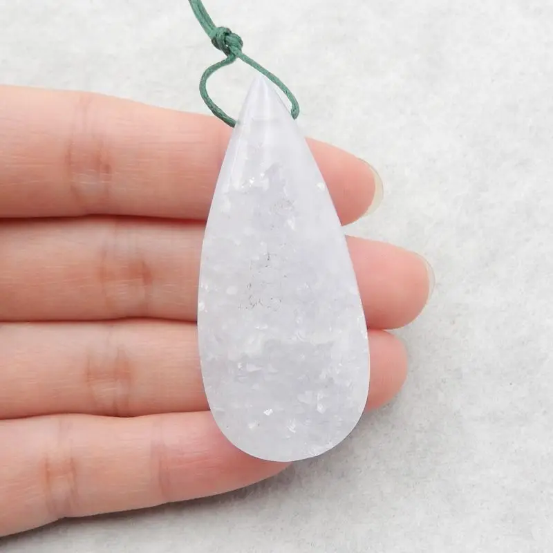 Natural Stone Drusy Blue Lace Agate Teardrop Necklace Pendant Bead 54x24x12mm 21g Trendy Jewelry Best Gift Accessories